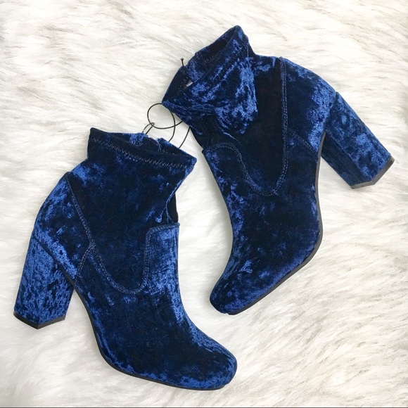 blue crushed velvet boots
